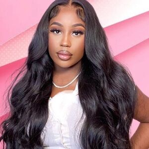 24” Body Wave Nat Black Human Hair Wig 13x6 Lace Front #LG6